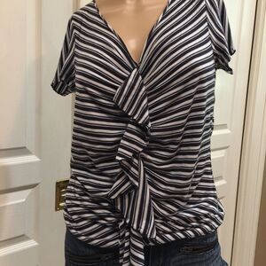 Banana Republic Black/White Striped Ruffle Collar (2/$20)